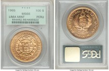 Republic gold 100 Soles 1965 MS66 PCGS, Lima mint, KM243. AGW 1.3543 oz. 

HID09801242017