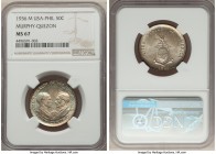 USA Administration "Murphy-Quezon" 50 Centavos 1936-M MS67 NGC, Manila mint, KM176. Mintage: 20,000. The single-finest of an only one-year type, light...