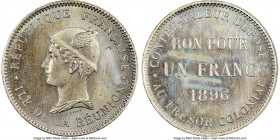 French Colony copper-nickel Specimen Essai Franc 1896 SP64 NGC, KM-E2, Lec-44. Visually quite pleasing and struck from a heavily polished reverse die....