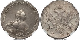 Elizabeth Rouble 1754 СПБ-IM AU53 NGC, St. Petersburg mint, KM-C19C.2, Bit-273, Dav-1679. Scott portrait. Light gray toning, with small edge flaws. Th...
