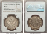 Alexander I Rouble 1818 CПБ-ПC MS62 NGC, St. Petersburg mint, KM-C130. Expressing intensive die polish to the extreme on the obverse, the reverse halo...