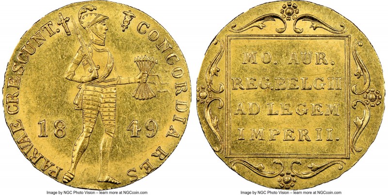 temp. Nicholas I gold Imitative Ducat 1849 MS62 NGC, St. Petersburg mint, KM83.2...