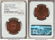 Orange Free State. Republic bronze Proof Pattern Penny 1888-V PR65 Brown NGC, Berlin mint, KM-XPn7, Hern-08. Plain shield variety. Lightly and uniform...