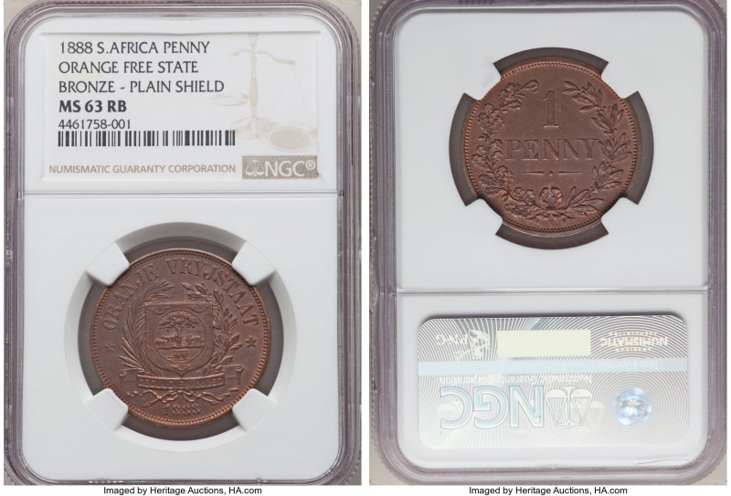 Orange Free State. Republic bronze Penny 1888-V MS63 Red and Brown NGC, Privatel...