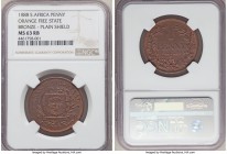Orange Free State. Republic bronze Penny 1888-V MS63 Red and Brown NGC, Privately struck at mint in Berlin, KMX-Pn7, Hern-08. Plain shield variety. De...