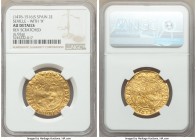 Ferdinand & Isabella (1474-1516) gold 2 Excelentes ND (1476-1516)-S AU Details (Reverse Scratched) NGC, Seville mint, Fr-129, Cal-78, Cay-2926. 6.93gm...