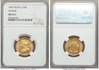 Isabel II gold 100 Reales 1859 MS63+ NGC, KM605.2.

HID09801242017