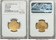 Basel. City gold Goldgulden (Ducat) 1622 VF Details (Cleaned) NGC, KM73, Fr-21, HMZ-2-74f. A comparatively handsome rendition of this scarce cantonal ...