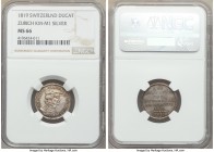 Zurich. Canton silver Medallic "Zwingli" Ducat 1819 MS66 NGC, cf. KM-XM2 (in gold). Struck to commemorate the 300th Anniversary of the Protestant Refo...