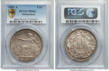 Confederation 5 Francs 1851-A MS62 PCGS, Paris mint, KM11.

HID09801242017