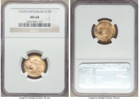Confederation gold 10 Francs 1922-B MS68 NGC, Bern mint, KM36. This example truly compliments the high grade with its creamy luster to its flawless de...