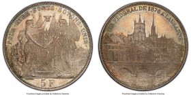 Confederation "Lausanne Shooting Festival" 5 Francs 1876 MS66 PCGS, KM-XS13, Richter-1560. A level of preservation not usually seen for this popular '...