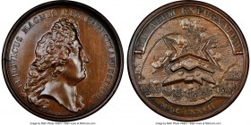 Louis XIV bronze "Tobago Taken" Medal 1677-Dated MS64 Brown NGC, Lec-3. 41mm. By J. Mauger. Exhibiting a clear specimen-like finish over mahogany surf...