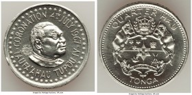 Taufa'ahu Tupou IV 3-Piece Uncertified palladium Counterstamped "Coronation" Mint Set 1967 UNC, 1) 1/4 Hau, KM22 2) 1/2 Hau, KM24 3) Hau, KM26 KM-MS3....