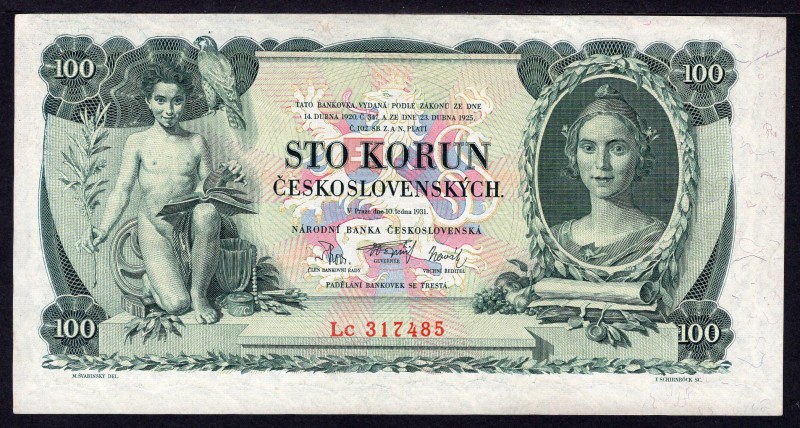 Czechoslovakia 100 Korun 1931 
P# 23a; # Lc 317485