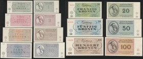 Czechoslovakia Terezin Ghetto Set of 7 Banknotes 1943
Complete Denomination Set; Concentration Camp Money