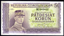 Czechoslovakia 50 Korun 1945 Specimen
P# 62s; UNC-