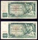 Czechoslovakia Lot of 2 Banknotes 1961 
100 Korun 1961; P# 31a; # D23 810557 & D10 356471
