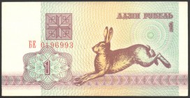 Belarus 1 Rouble 1992 
P# 2; aUNC (No Folds); Hare