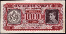 Bulgaria 1000 Leva 1943
P# 67a; XF-