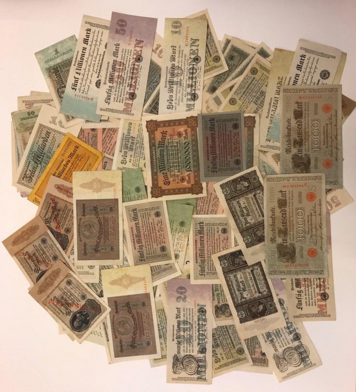 Germany Unsearched Lot of 112 Banknotes 1923 
Different Denominations, Types & ...