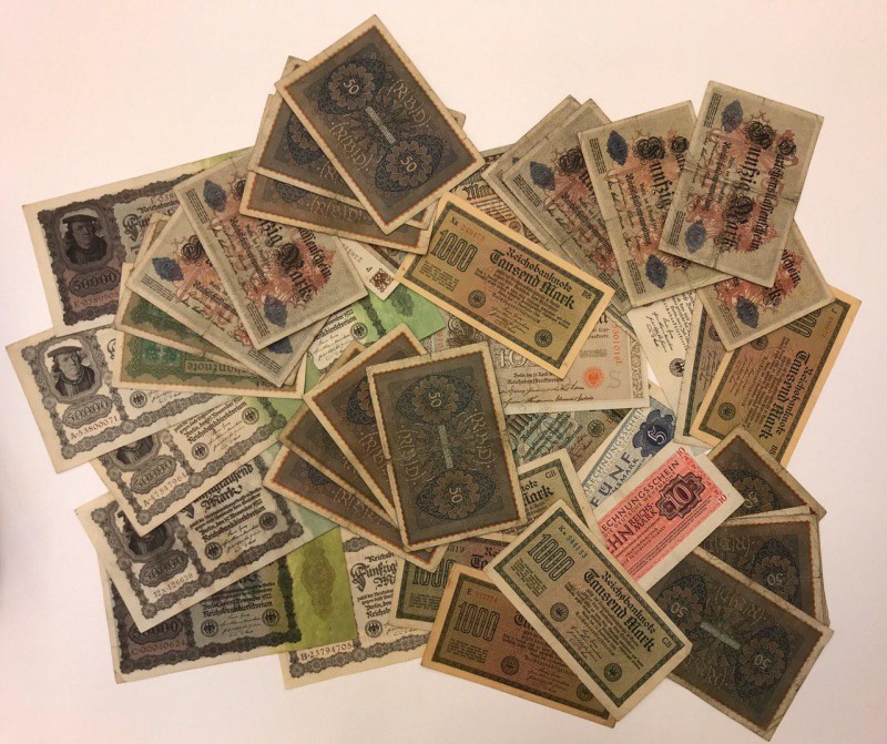 Germany Unsearched Lot of 50 Banknotes Beginning of 20th Century 
Different Den...