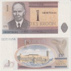 Estonia 1 Kroon 1992
P# 69; Fancy number # 0870444;UNC