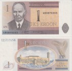 Estonia 1 Kroon 1992
P# 69; Fancy number # 0870333;UNC