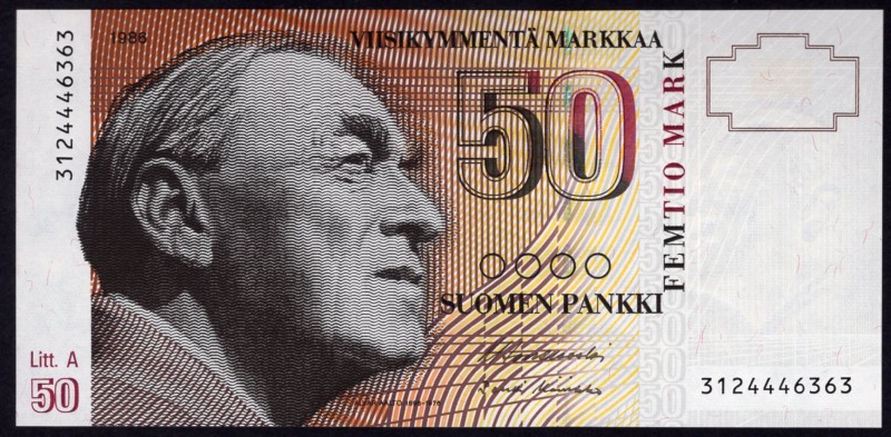 Finland 50 Markkaa 1986 (1991) Litt. A
P# 118; UNC