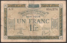 France 1 Franc 1917 RARE!
REGIE DE CHEMINS DE FER; RARE!