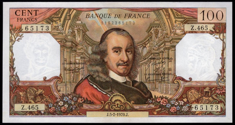 France 100 Francs 1970 RARE!
P# 149; № Z.465 65173; UNC; "Corneille"; RARE!