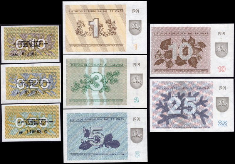 Lithuania Set of 7 Banknotes 1991 
UNC; Set 7 PCS