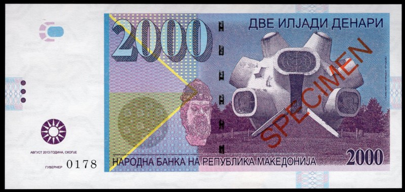 Macedonia 2000 Denari 2013 Specimen "Memorial Ilinden "
Fantasy Banknote; Limit...