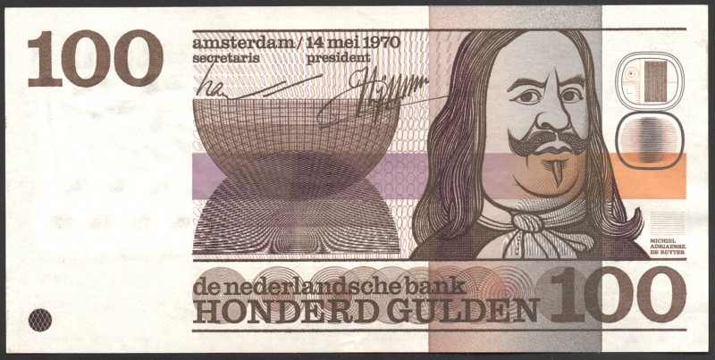 Netherlands 100 Gulden 1970 RARE!
P# 93; XF; "Admiral de Ruyter"; RARE!