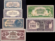 Indonesia Set of 6 Banknotes 1942 
Japan Occupation; Set 6 PCS