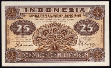 Indonesia 25 Sen Rupiah 1947 
P# 32; UNC-