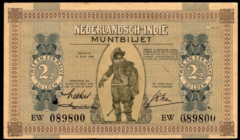 Netherlands Indies 2-1/2 Gulden 1940 RARE!
P# 109; № EW 089800; RARE!