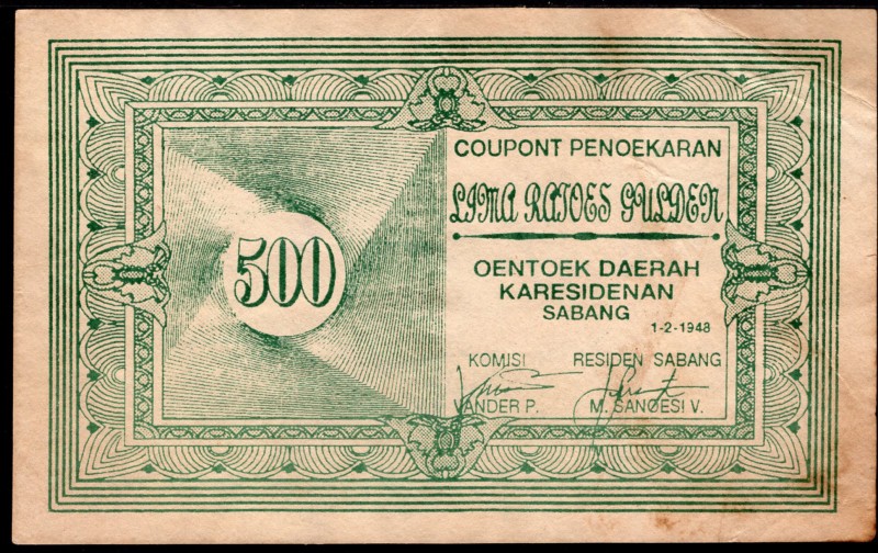 Netherlands Indies 500 Gulden 1948 
Coupon Penoekaran