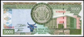 Burundi 5000 Francs 2003 
P# 42; UNC