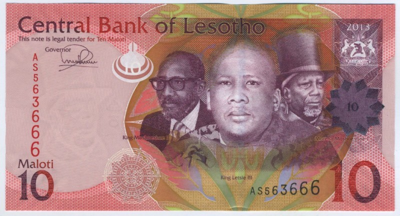 Lesotho 10 Maloti 2013
# 563666; UNC