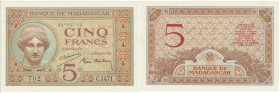 Madagascar 5 Francs 1937 (ND)
#702 C1471; P# 35; Pin Holes