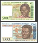 Madagascar 500 & 1000 Francs 1994 
P# 75, 76; UNC; Set 2 PCS