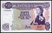 Mauritius 50 Rupees 1967 RARE!
P# 34; RARE!