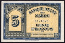 Morocco 5 Francs 1943
P# 24; XF