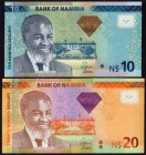 Namibia 10 & 20 Dollars 2013 
P# 11b, 12b; UNC; With Diamond; Set 2 PCS