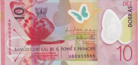 Sao Tome and Principe 10 Dobras 2016 Fancy Number!
Polymer; Fancy number # 0955555; UNC