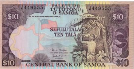 Samoa 10 Tala 2002 (ND) Fancy Number!
P# 34b; # 449555; UNC
