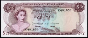 Bahamas 50 Cents 1968 RARE!
P# 26; № C 481850; UNC; W/mark Shellfish; RARE!