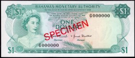 Bahamas 1 Dollar 1968 Specimen RARE!
P# 27s; № G 000000; UNC; W/mark Shellfish; RARE!