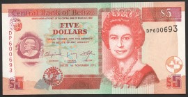 Belize 5 Dollars 2011
P# 67; UNC